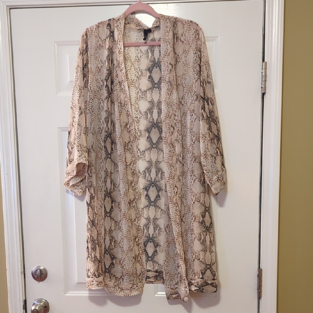 Bandit And The Babe Snakeskin Kimono Cardigan Duster Size Small Boho Festival